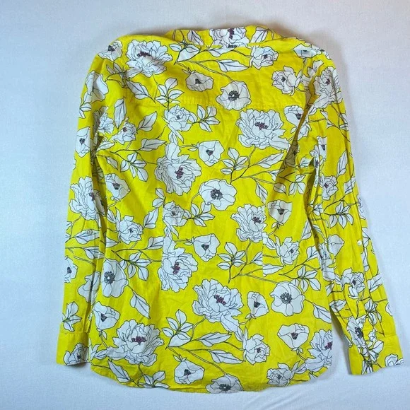 Kut From The Kloth Yellow Floral Button Up Long‎ Sleeve Shirt - Size XL - Picture 3 of 8
